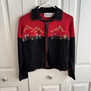 Sharon Young western cowboy full zip cardigan size small